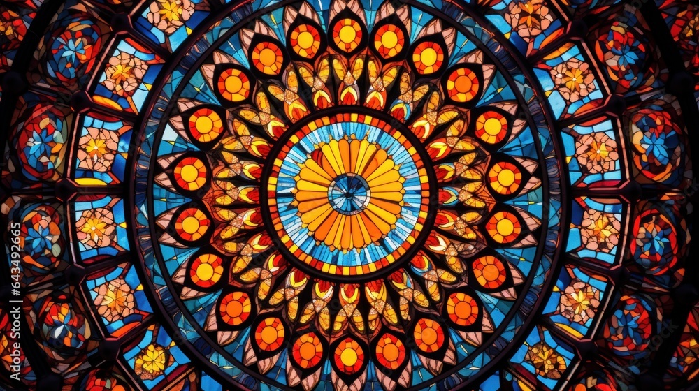 The intricate patterns on a stained glass window - obrazy, fototapety, plakaty 