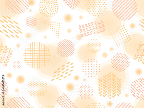 温かいイメージの手描き風のポップなオレンジ色のパターン背景
