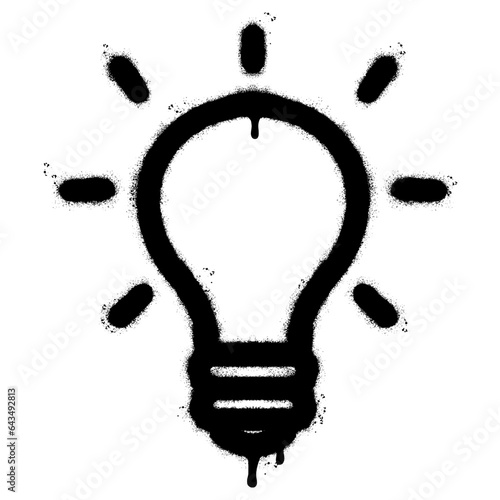 Spray Painted Graffiti Light Bulb line icon Sprayed isolated with a white background.