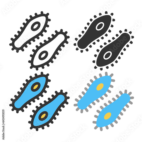 Bacteria, microbe, virus outline vector icon set