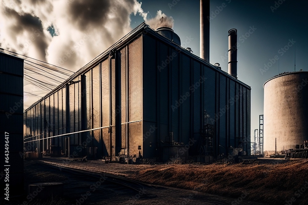 Obraz premium Industrial factory, generative AI