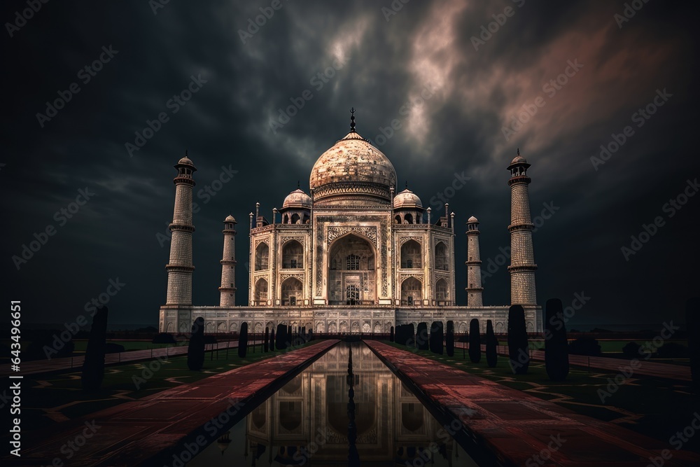 Obraz premium Famous monument Taj mahal built in marble symbol of Indian culture