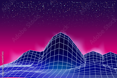 Synthwave retro banner vaporwave aesthetic background