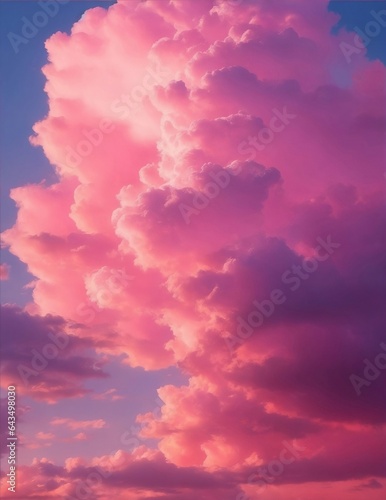A vibrant pink sky filled with billowing clouds of cotton candy.