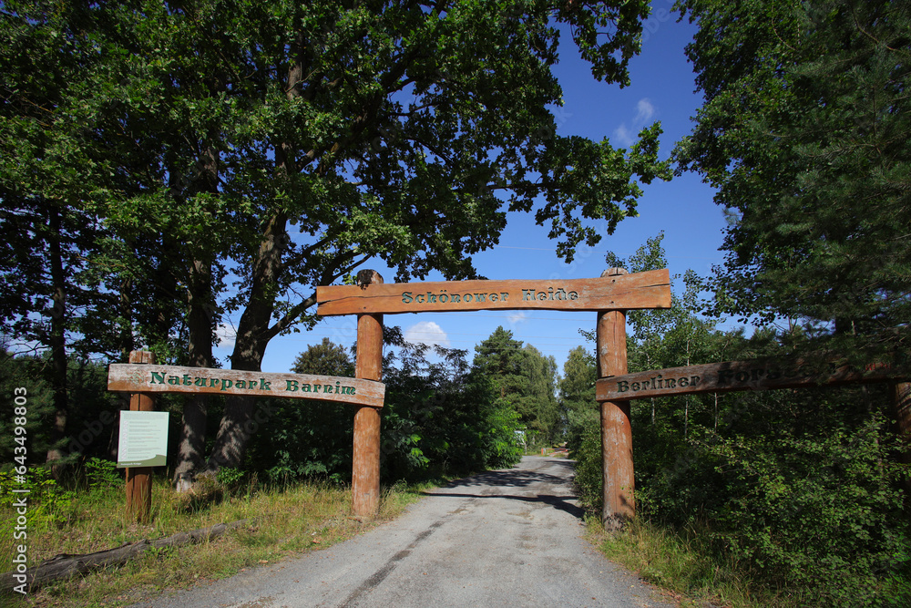 Entrance gate of the Schönower Heide in the Barnim Nature Park - Germany