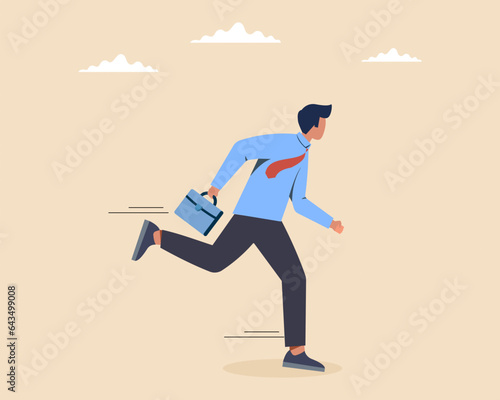 businessman running with briefcase towards his goal Business concept of goals success ambition achievement and challenges.