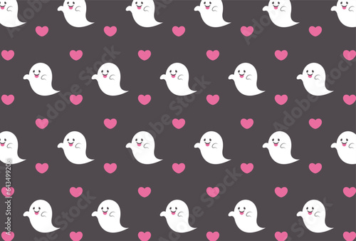 halloween seamless pattern with ghosts and hearts for banners, cards, flyers, social media wallpapers, etc.