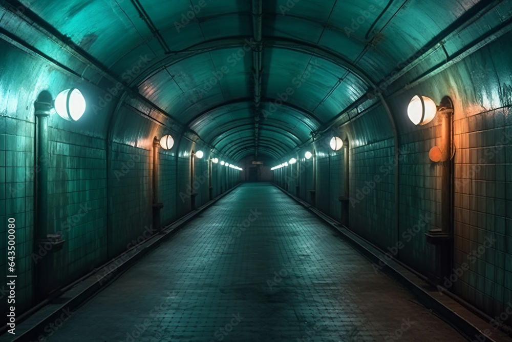 dark empty tunnel, dramatic light - Generative AI dark empty tunnel, dramatic light - Generative AI