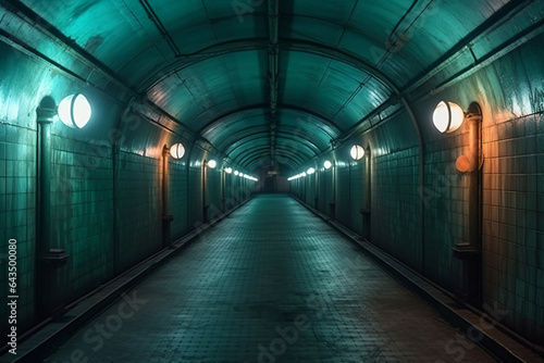 dark empty tunnel, dramatic light - Generative AI