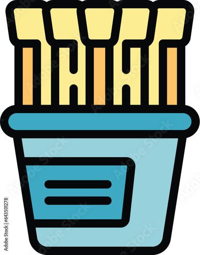 Cotton swab box icon outline vector. Plastic stick. Wood sterile color flat