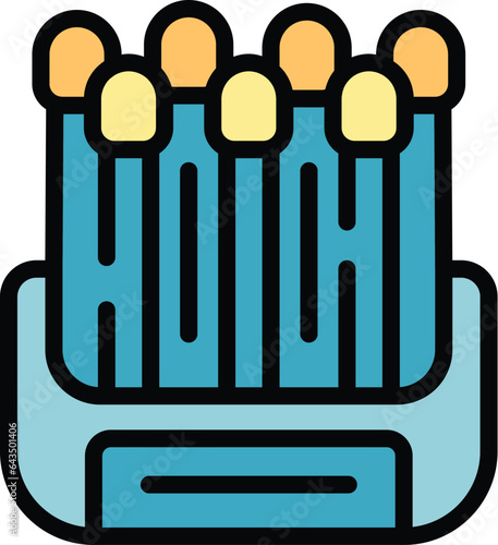 Cotton swab box icon outline vector. Ear plastic stick. White cotton color flat