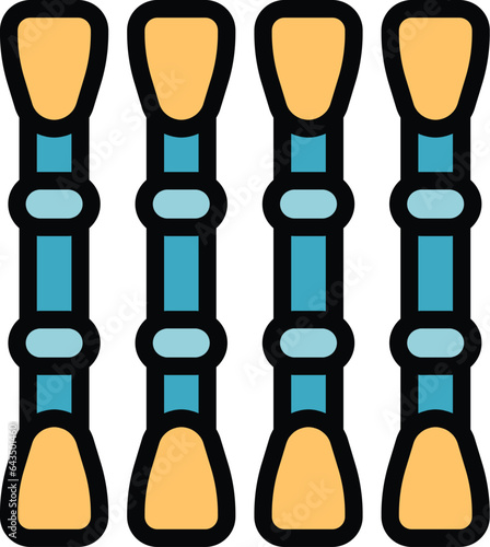 Modern cotton swab icon outline vector. Wood sterile. Makeup cotton color flat