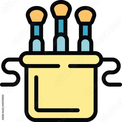 Cotton swab bag icon outline vector. Plastic wooden. Care rod color flat