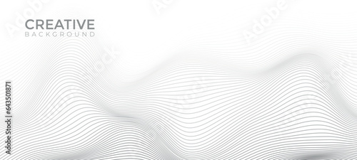 Wave flowing liquid line abstract background. Black and white vector design 3D lines in perspective, curve and wave lines in motion, smooth and soft backdrop