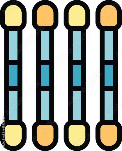 Pick swab icon outline vector. Cotton ear. Plastic stick color flat