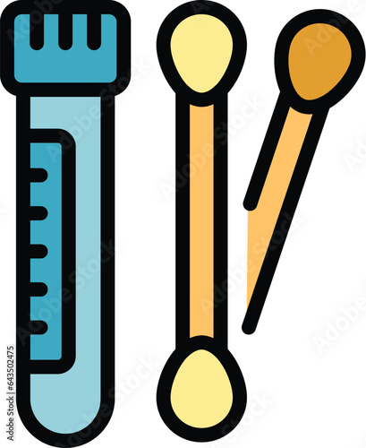 Test tube swab icon outline vector. Sterile wood. Plastic ear color flat