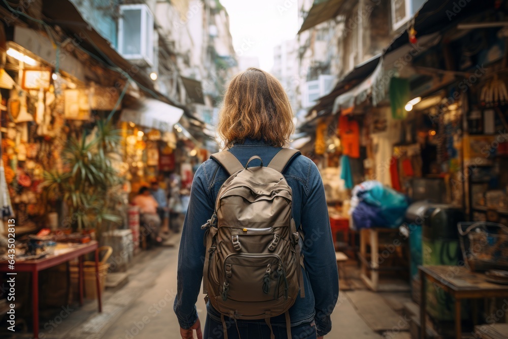 Backpacker Navigating The Bustling Streets, Generative AI 