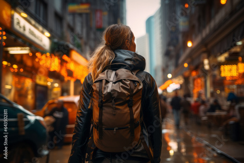 Backpacker Navigating The Bustling Streets, Generative AI 