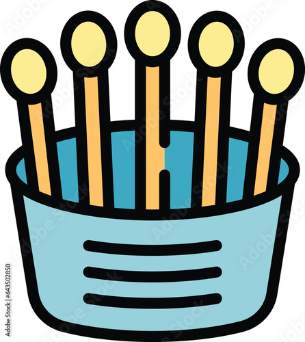 Bathroom swab icon outline vector. Cotton ear. Plastic stick color flat