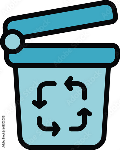 Recycle can icon outline vector. Cotton plastic. Health cotton color flat