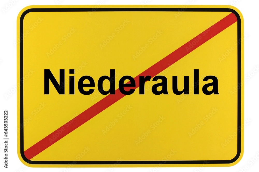 Illustration eines Ortsschildes der Gemeinde Niederaula in Hessen Illustration eines Ortsschildes der Gemeinde Niederaula in Hessen