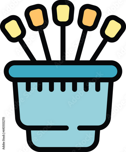 Individual swab icon outline vector. Cotton stick. Sterile pick color flat