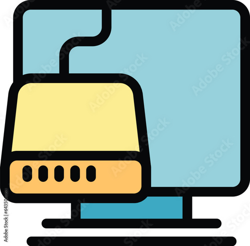 Smart tv box icon outline vector. Wifi home. Computer monitor color flat