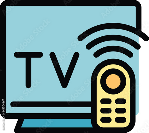 Tv remote control icon outline vector. Computer internet. Smart monitor color flat