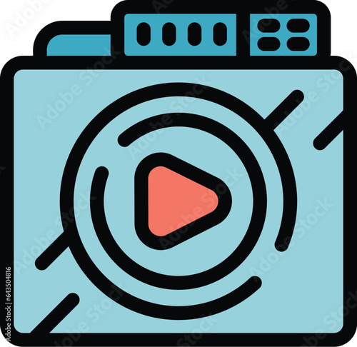 Home smart box icon outline vector. Computer tv. Video monitor color flat