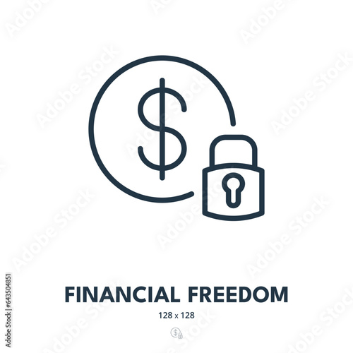 Financial Freedom Icon. Wealth, Retirement, Rich. Editable Stroke. Simple Vector Icon