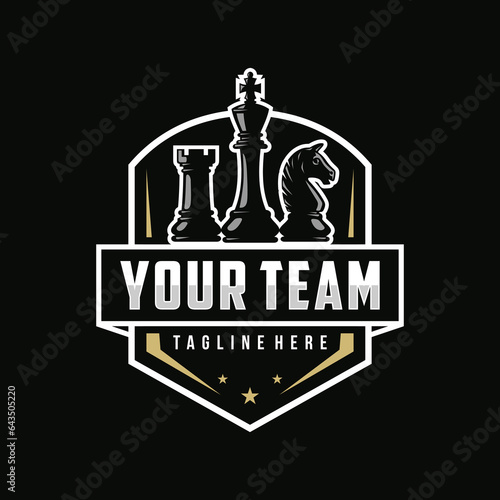 Chess logo vector illustration, template logo design for chess club