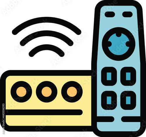 Media box icon outline vector. Home remote video. Computer internet color flat