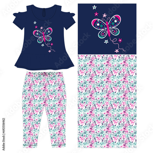  baby frocks with leggings butterfly print