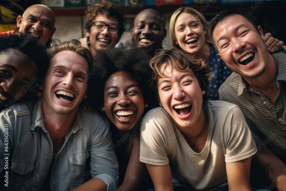 Friends taking selfie in the city. lifestyle. generative ai. Concept of friends of different nationalities. Friends taking selfie in the city. lifestyle. generative ai. Concept of friends of different nationalities.