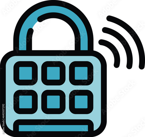 Smart wifi padlock icon outline vector. Tv remote. Media screen color flat