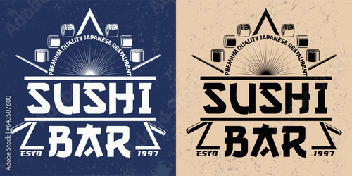 Vintage sushi bar logo or emblem design