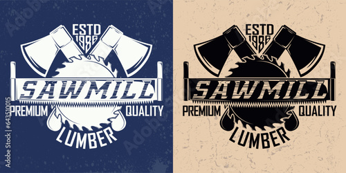 Vintage woodworking emblem or logo design