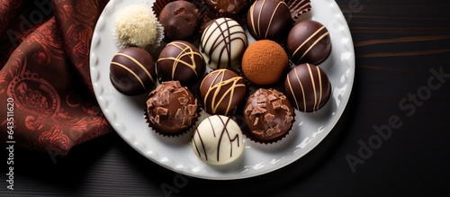 White plate with chocolates...