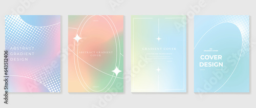 Idol lover posters set. Cute gradient holographic background vector with vibrant colors, sparkle, border, dot halftone. Y2k trendy wallpaper design for social media, cards, banner, flyer, brochure.