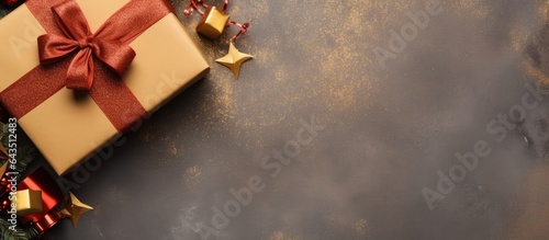 Top view of gift box wrappe...