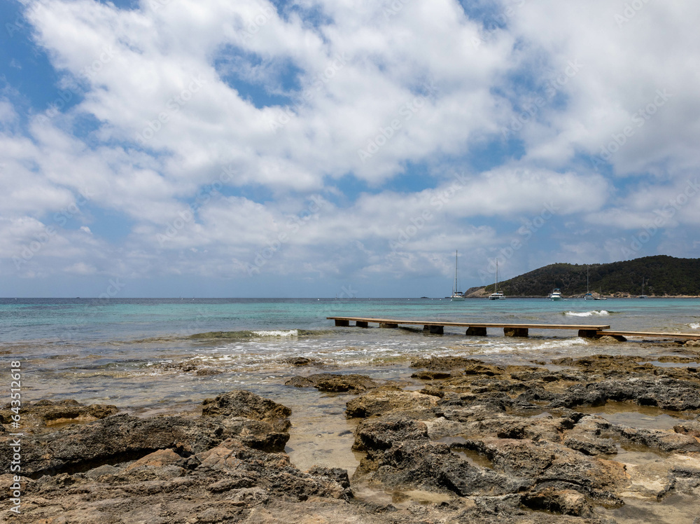 The coastline of Ses Salines, Ibiza. The coastline of Ses Salines, Ibiza.