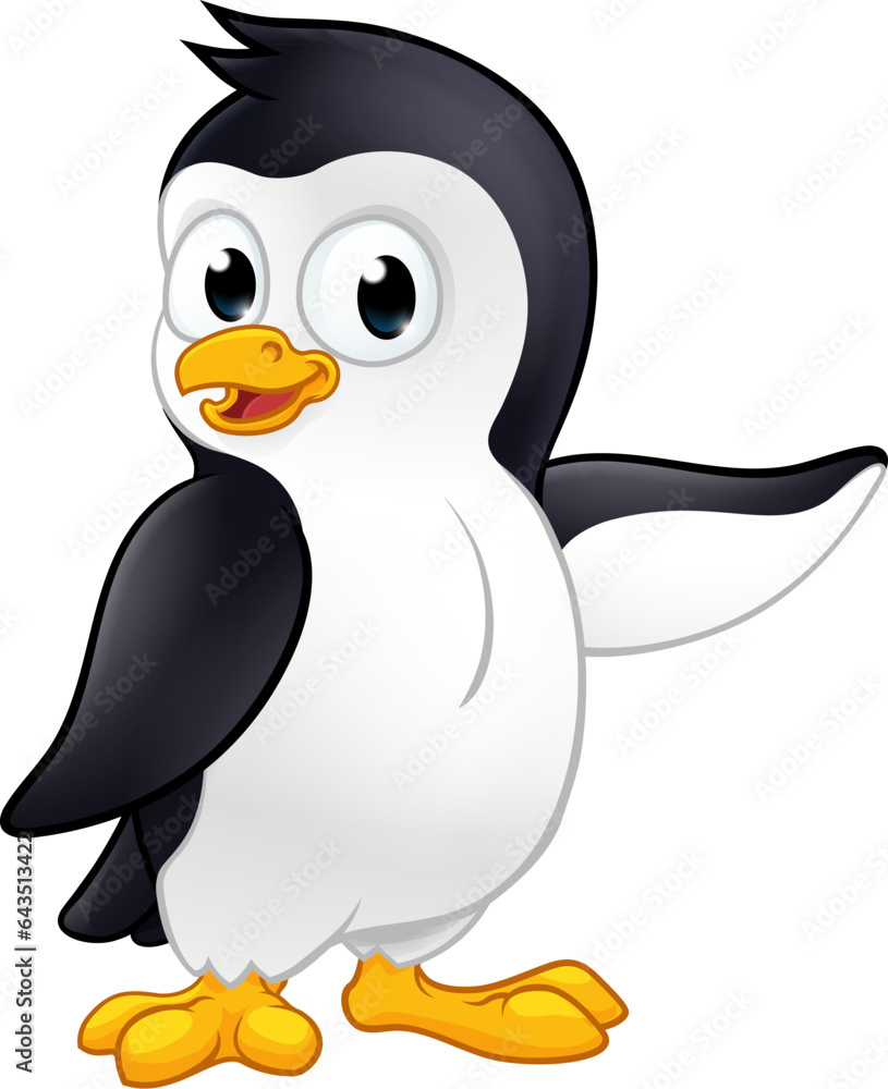 Fototapeta premium A penguin bird cute happy cartoon wildlife mascot character