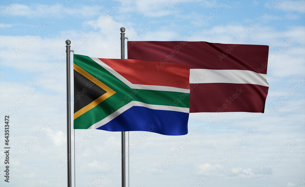 Latvia and South Africa flag Latvia and South Africa flag