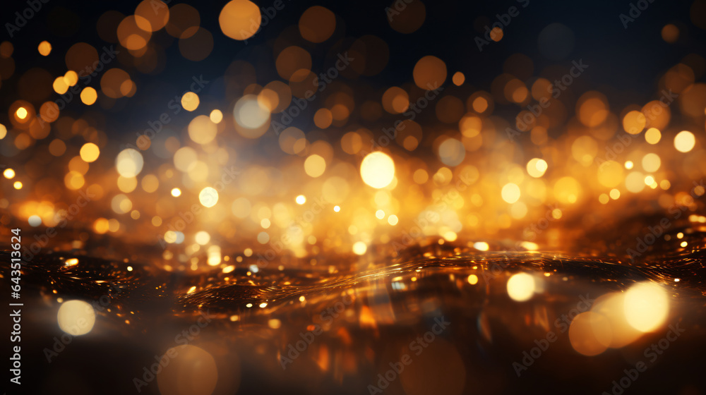 Golden bokeh background with light spots, golden starlight particle background Golden bokeh background with light spots, golden starlight particle background