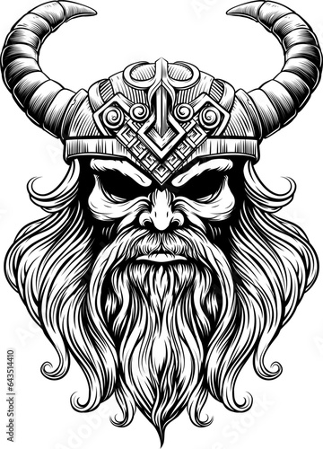 A Viking warrior or barbarian gladiator man mascot face looking strong wearing a helmet. In a retro vintage woodcut style.
