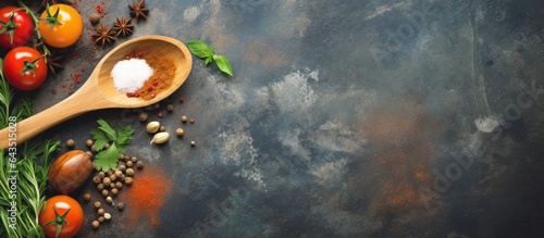 Wooden spoon and ingredient...