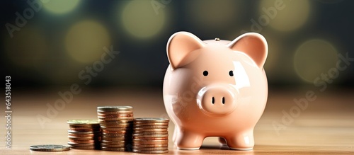 A piggy bank with a coin on...