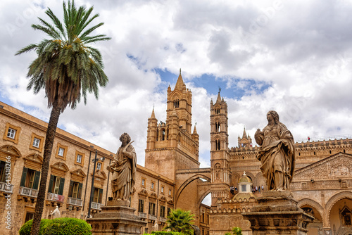 Palermo, Sicily - August 5, 2023. cathedral church of the Roman Catholic Archdiocese of Palermo, southern Italy. It is dedicated to the Assumption of the Virgin Mary.