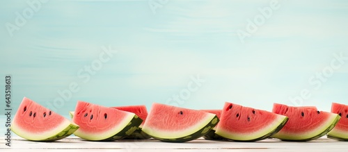 Fresh watermelon pieces on ...