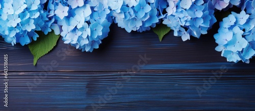Hydrangea flowers on wooden...